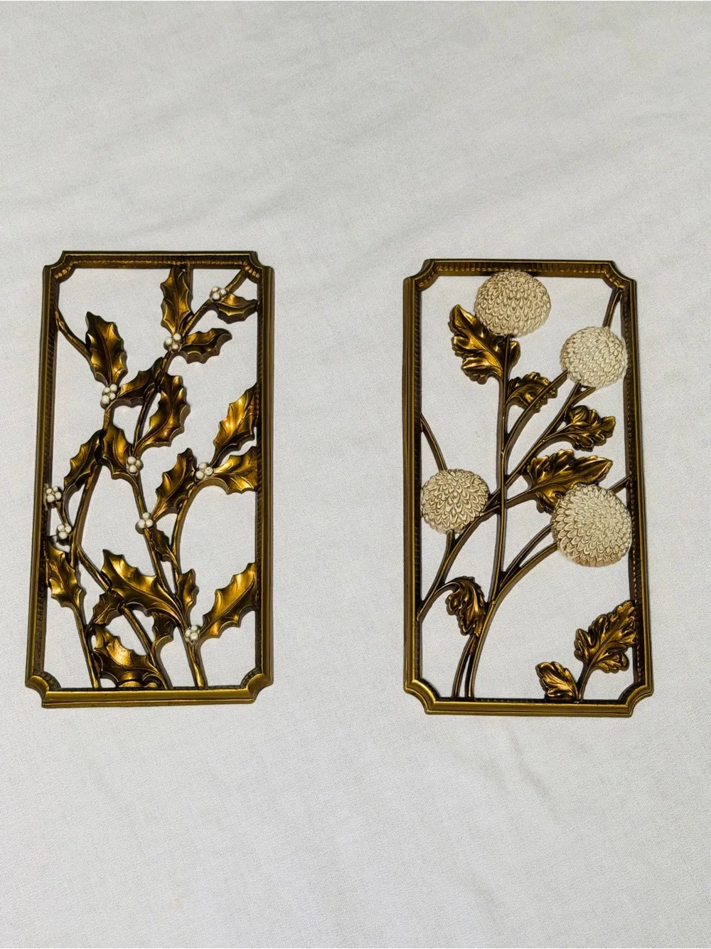 MCM 1955 Dart Industries Plastic Gold Flower Wall Seasonal Accents Set of 2